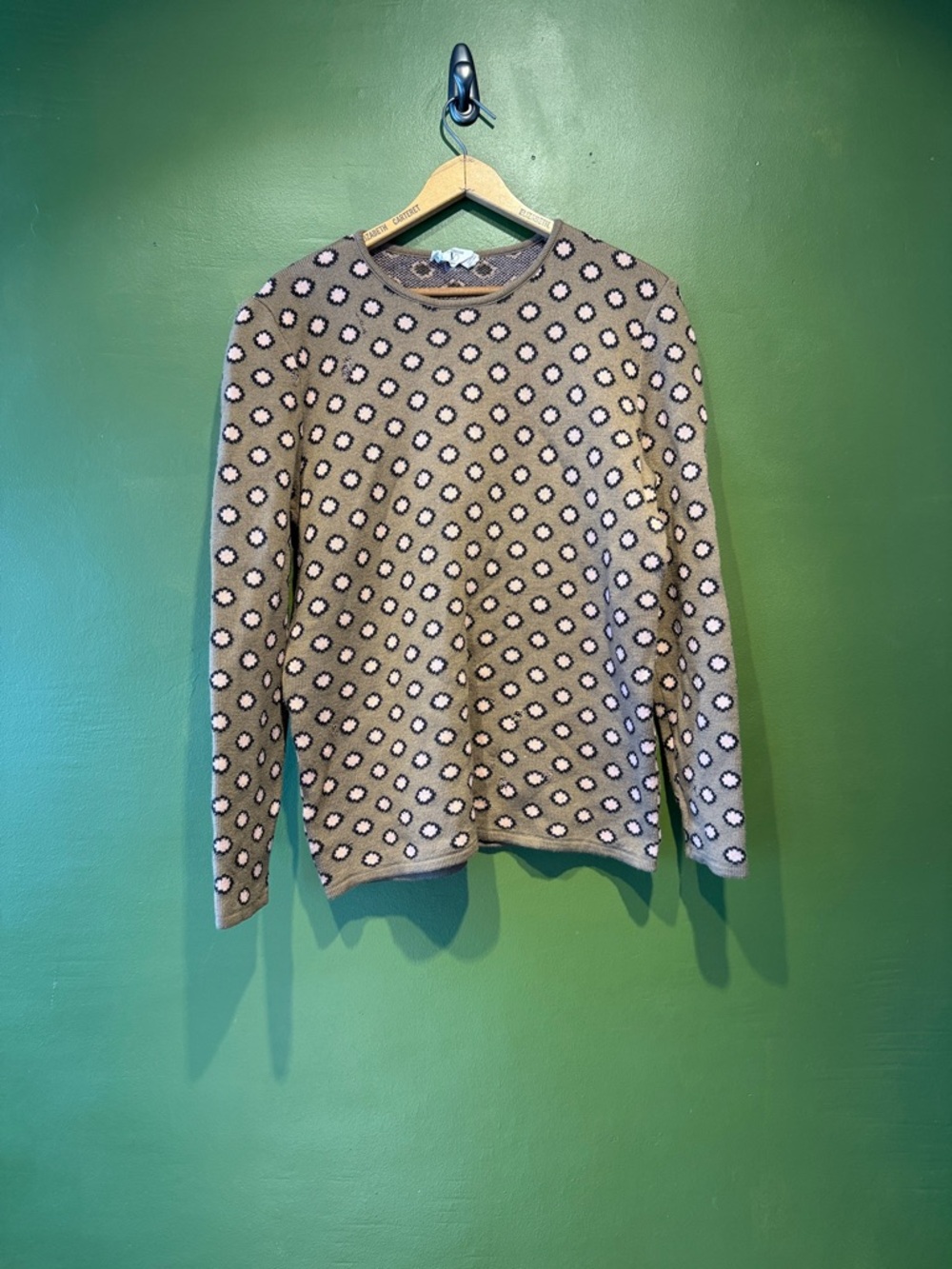 Vintage Valentino Brown and Pink Distressed Crewneck Sweater